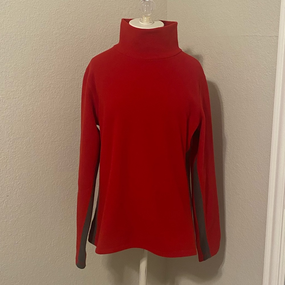 Marker Red and Grey Fleece Long Sleeve Turtleneck
